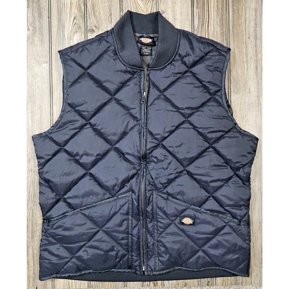 Dickies Vest Mens Large Dark Navy Blue Diamond Quilted Workwear Puffer Jacket